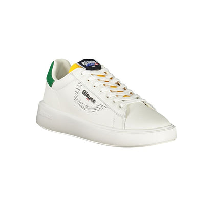 Blauer White Leather Men Sneakers