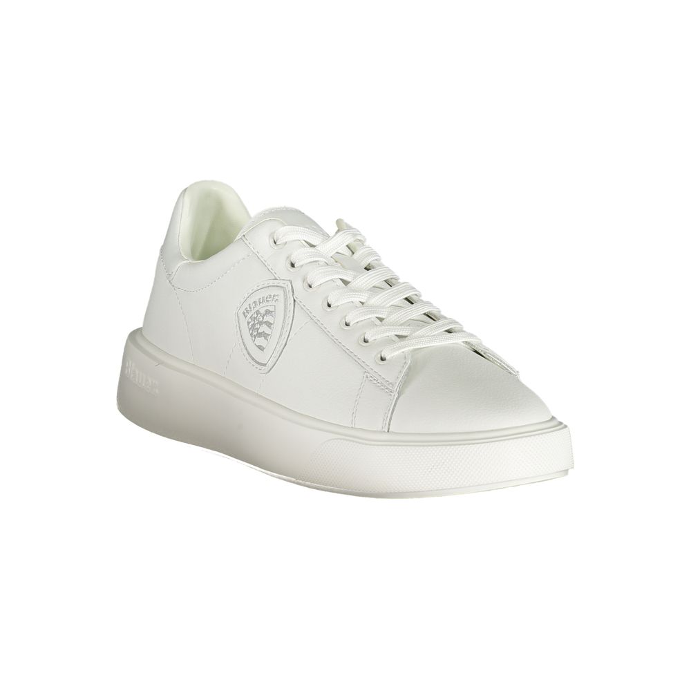 Blauer White Leather Men Sneakers