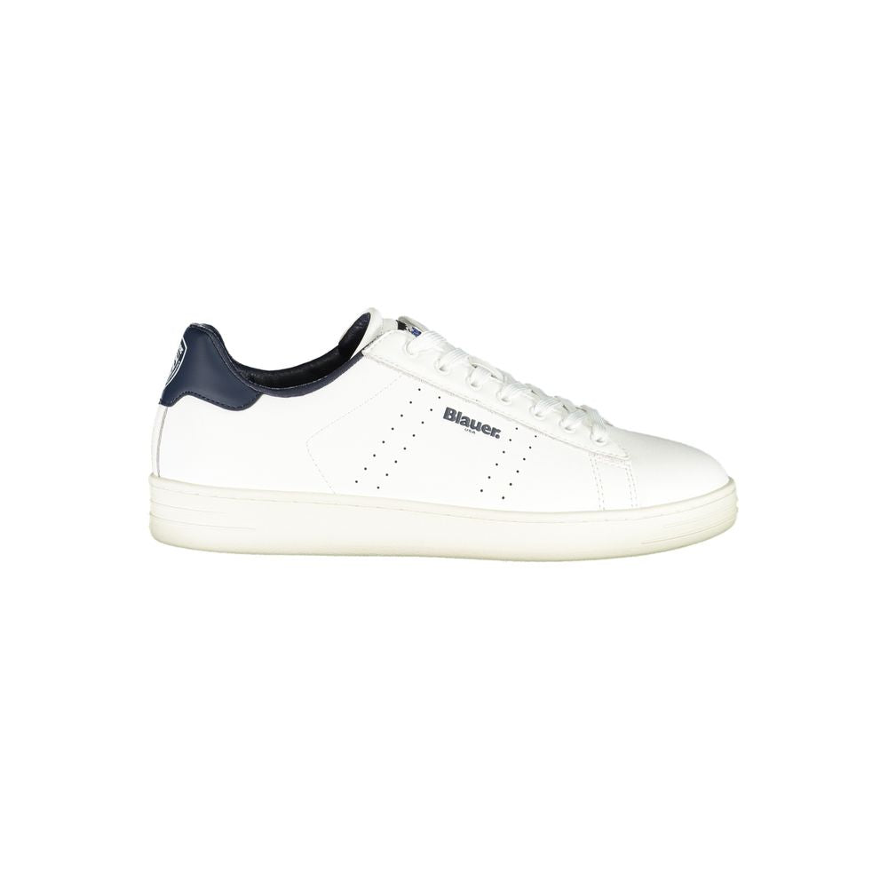 Blauer White Leather Men Sneakers
