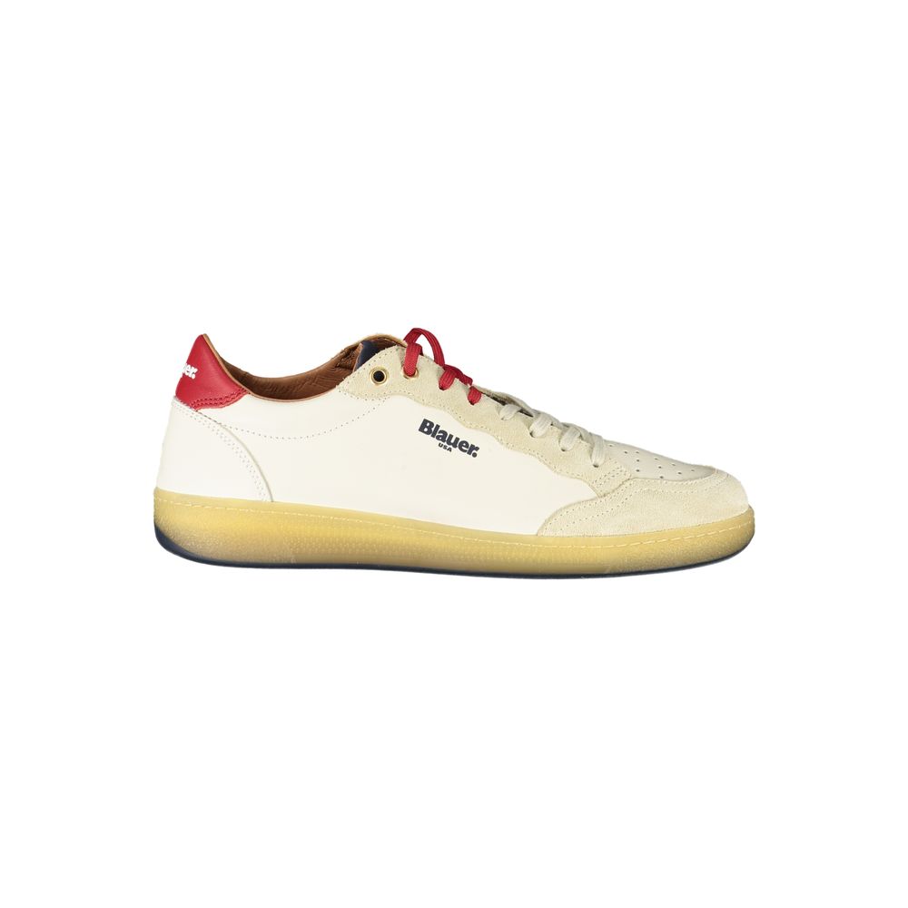 Blauer White Leather Men Sneakers