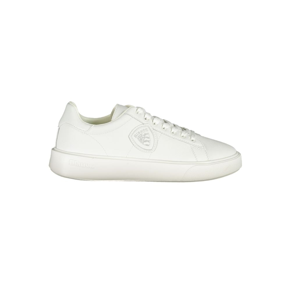Blauer White Leather Men Sneakers