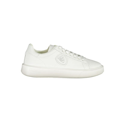 Blauer White Leather Men Sneakers
