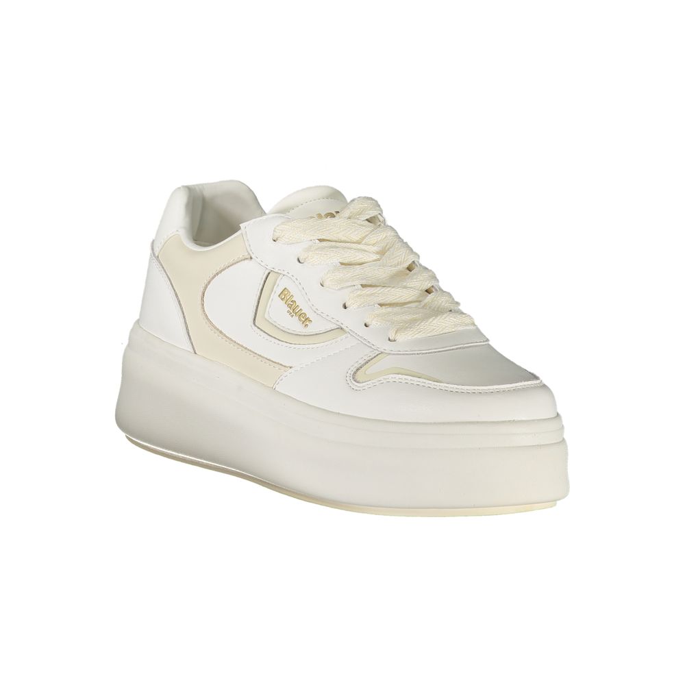 Blauer White Leather Women Sneakers