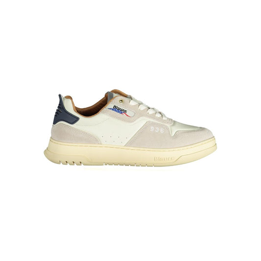 Blauer White Polyurethane Men Sneaker