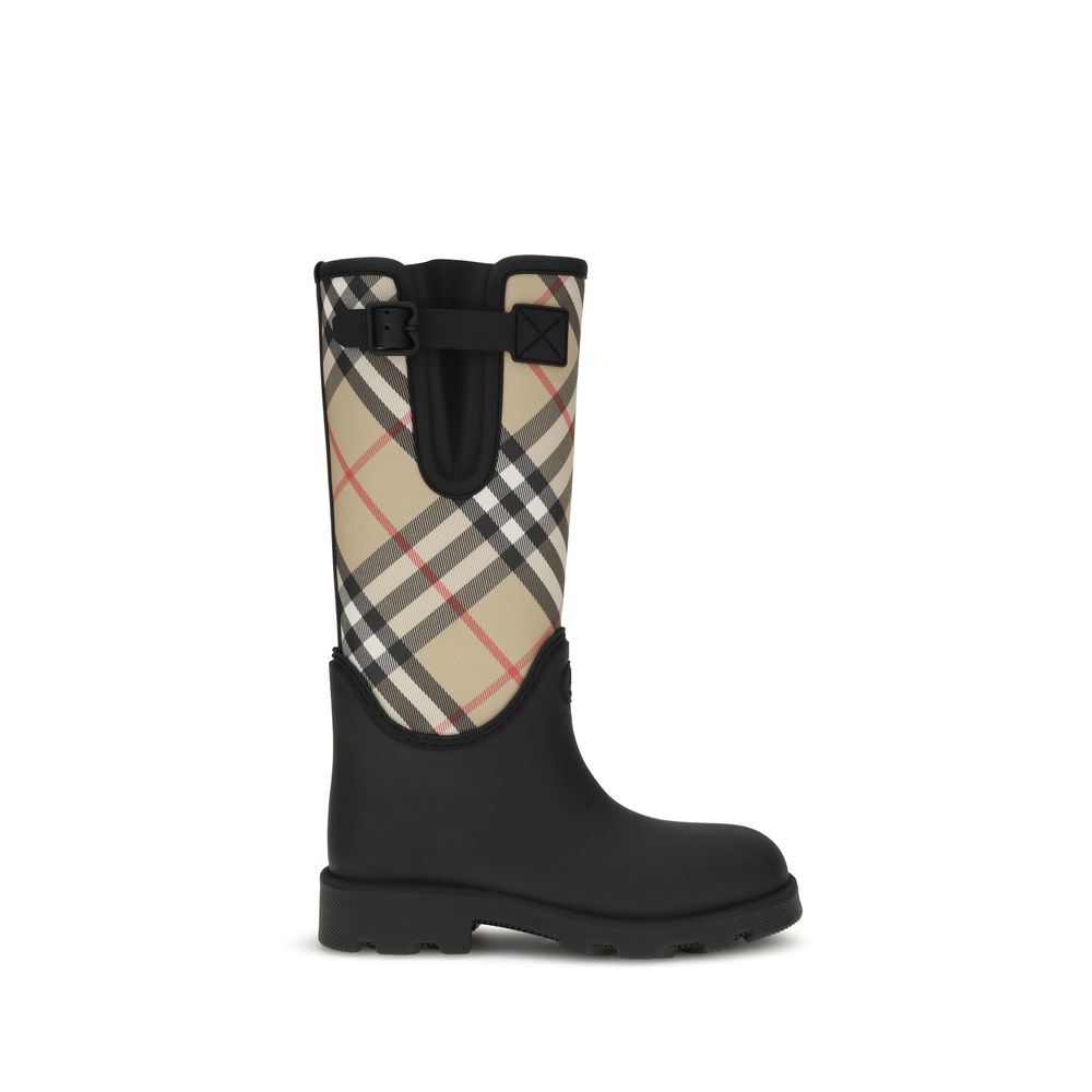 Burberry Black Rubber Rain Boots