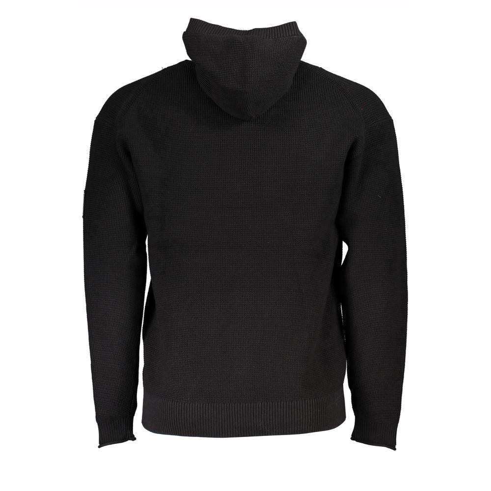Calvin Klein Black Cotton Men's Sweater Hooded Half Zip