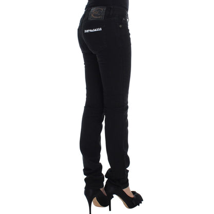 Cavalli Black Cotton Stretch Slim Skinny Fit Jeans