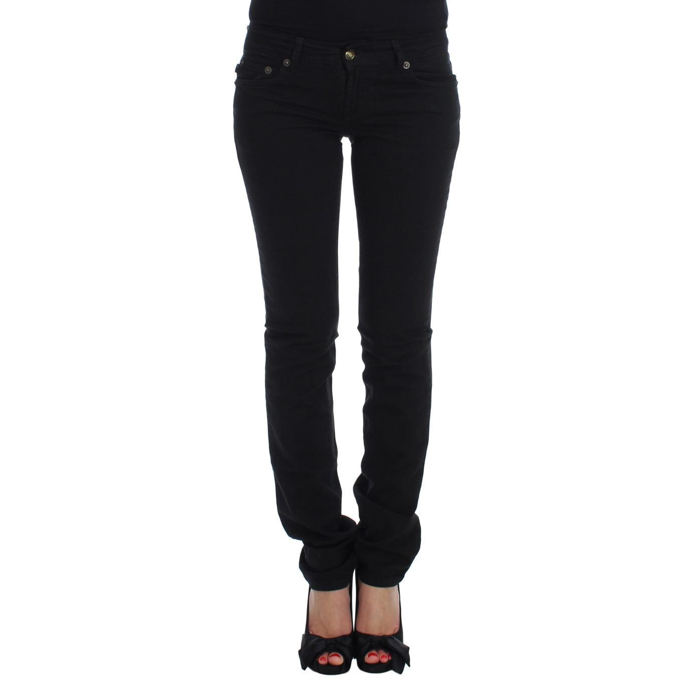 Cavalli Black Cotton Stretch Slim Skinny Fit Jeans