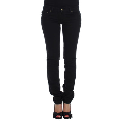 Cavalli Black Cotton Stretch Slim Skinny Fit Jeans