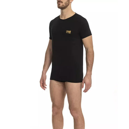 Cavalli Class Black Cotton Men T-Shirt