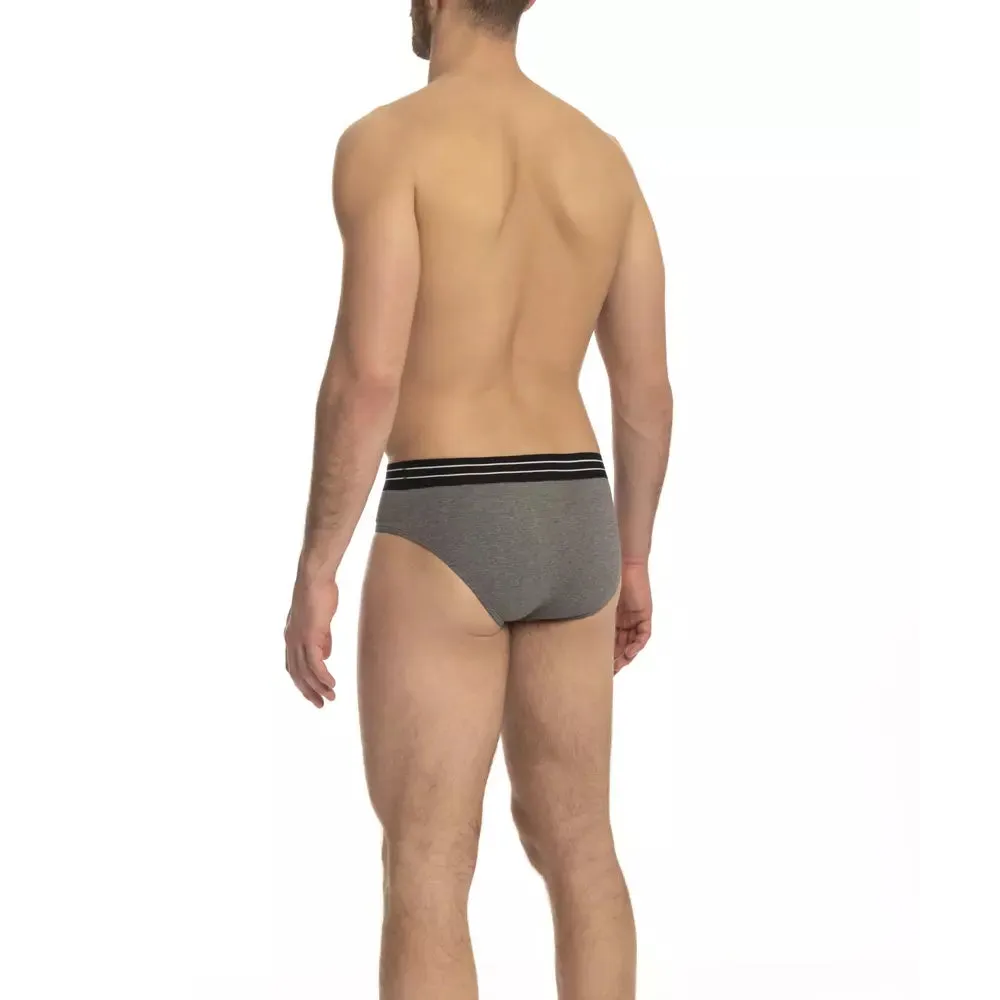 Cavalli Class Gray Cotton Men Underwear Trio Pack