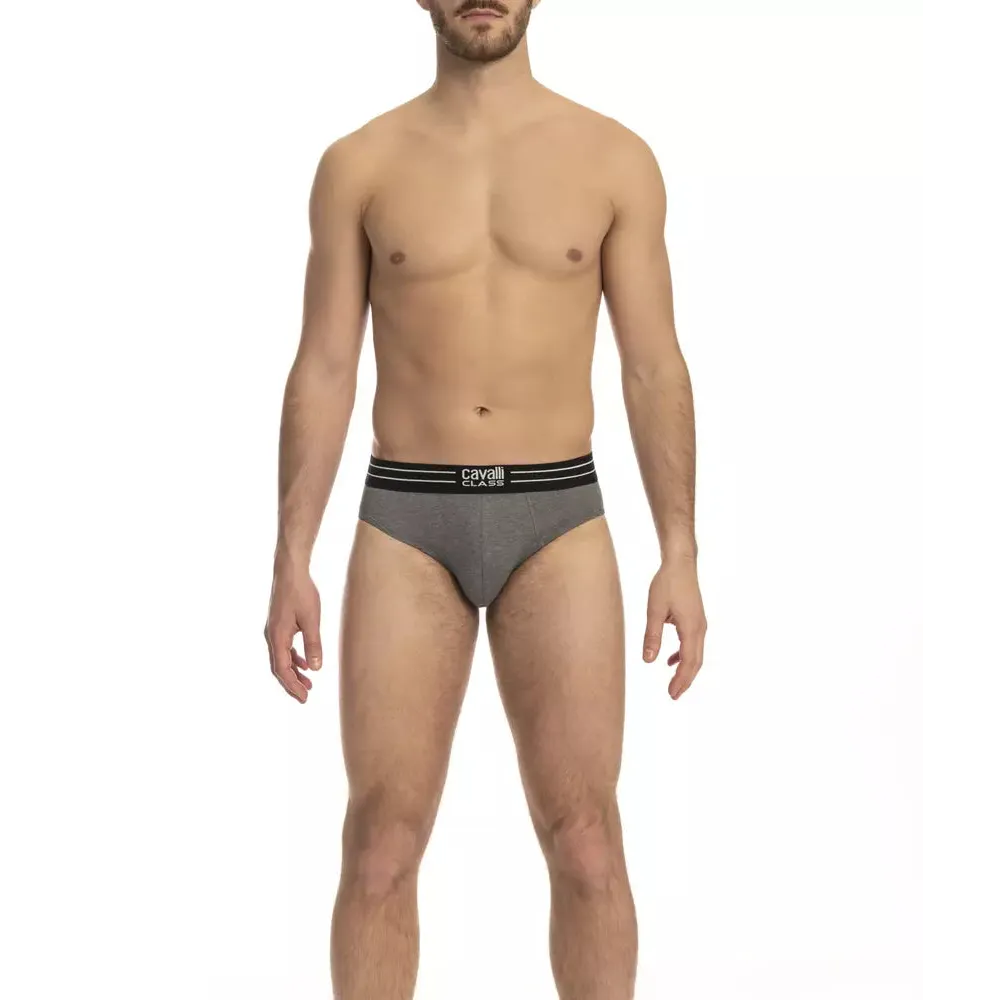 Cavalli Class Gray Cotton Men Underwear Trio Pack
