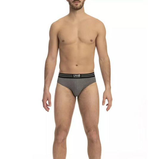 Cavalli Class Gray Cotton Men Underwear Trio Pack
