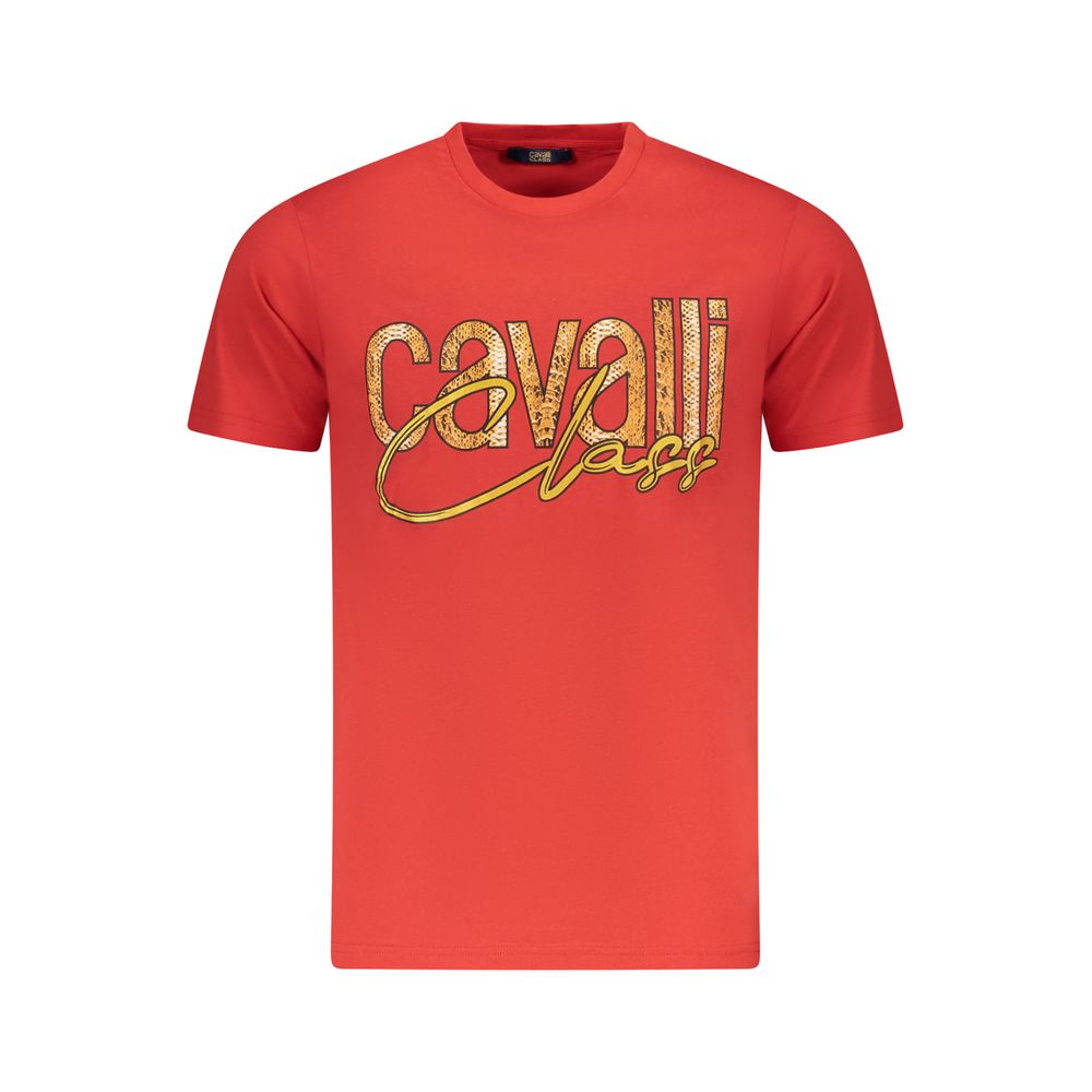 Cavalli Class Rosso Cotton Men T-Shirt