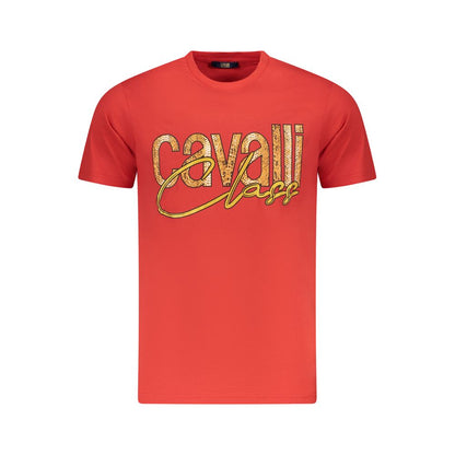 Cavalli Class Rosso Cotton Men T-Shirt