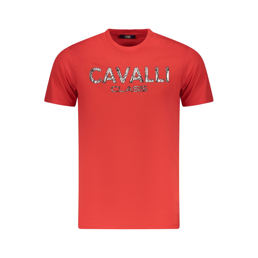 Cavalli Class Rosso Cotton Men T-Shirt