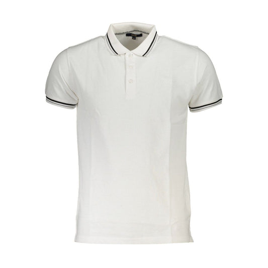 Cavalli Class White Cotton Men Polo Shirt