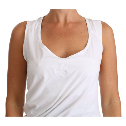 Cavalli White Top Tank CAVALLI T-Shirt Jersey