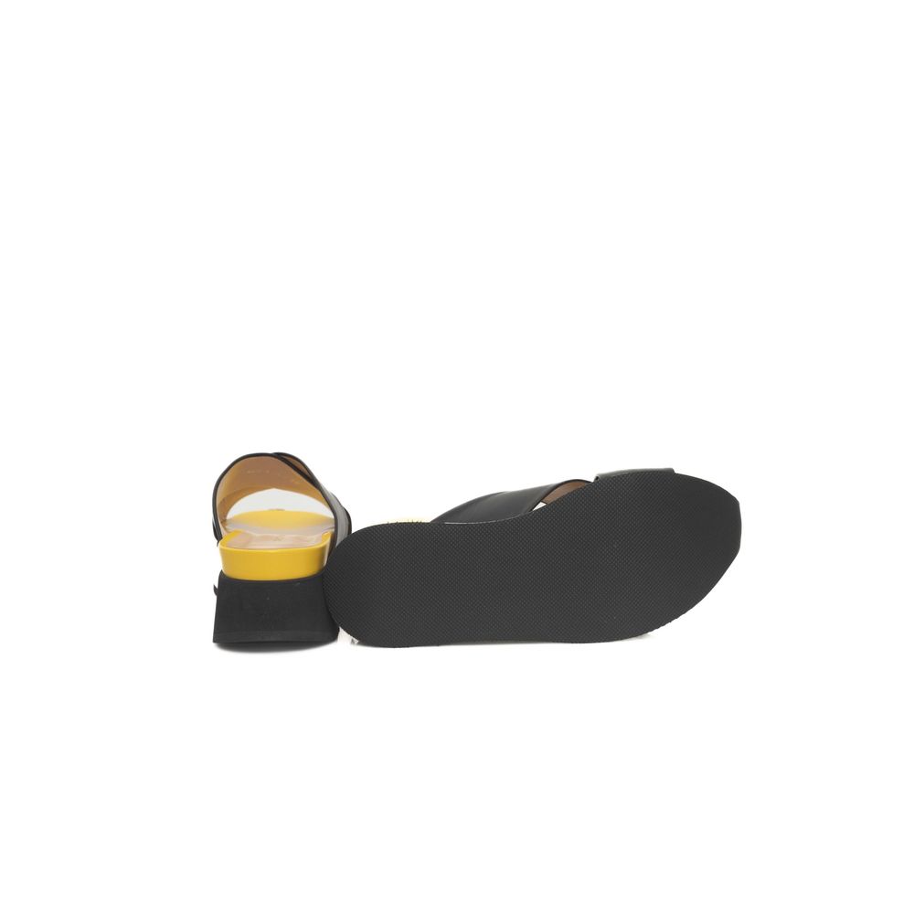 Cerruti 1881 Black Calfskin Women Sandal