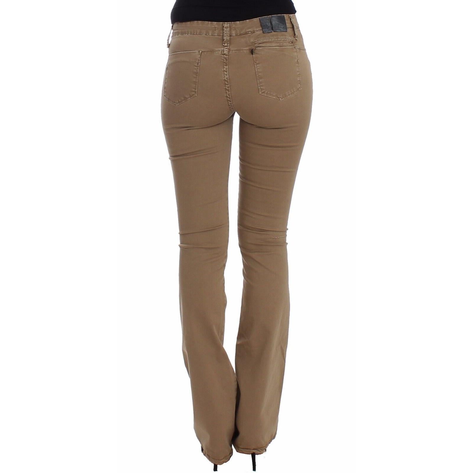 Costume National Beige Straight Leg Denim Pants Stretch Jeans