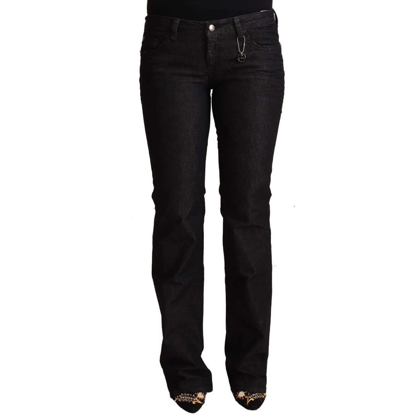 Costume National Black Cotton Low Waist Skinny Jeans