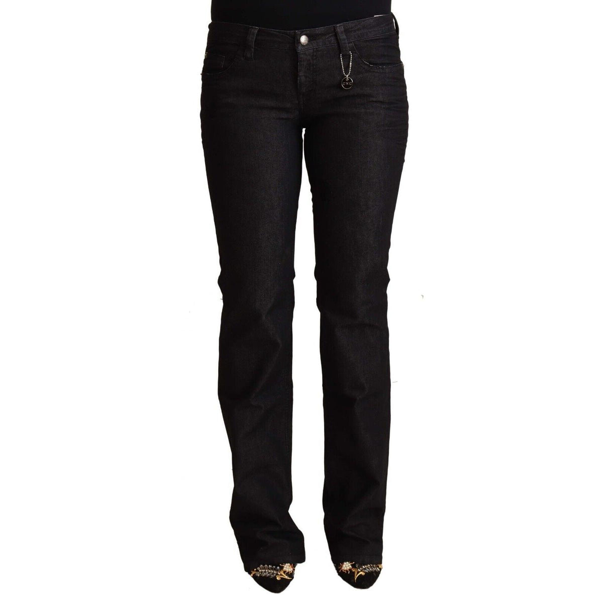 Costume National Black Cotton Low Waist Skinny Jeans