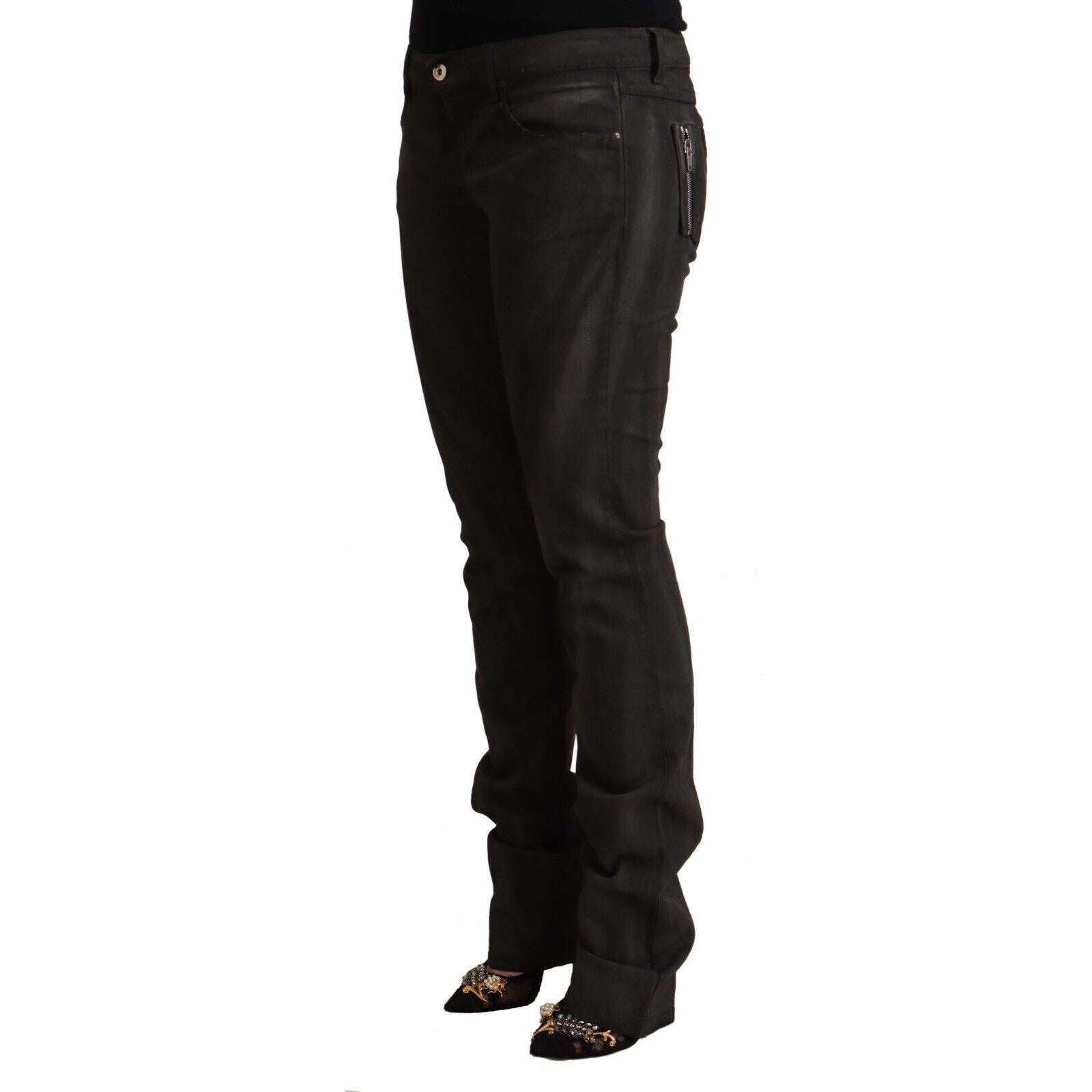 Costume National Black Cotton Mid Waist Skinny Pants
