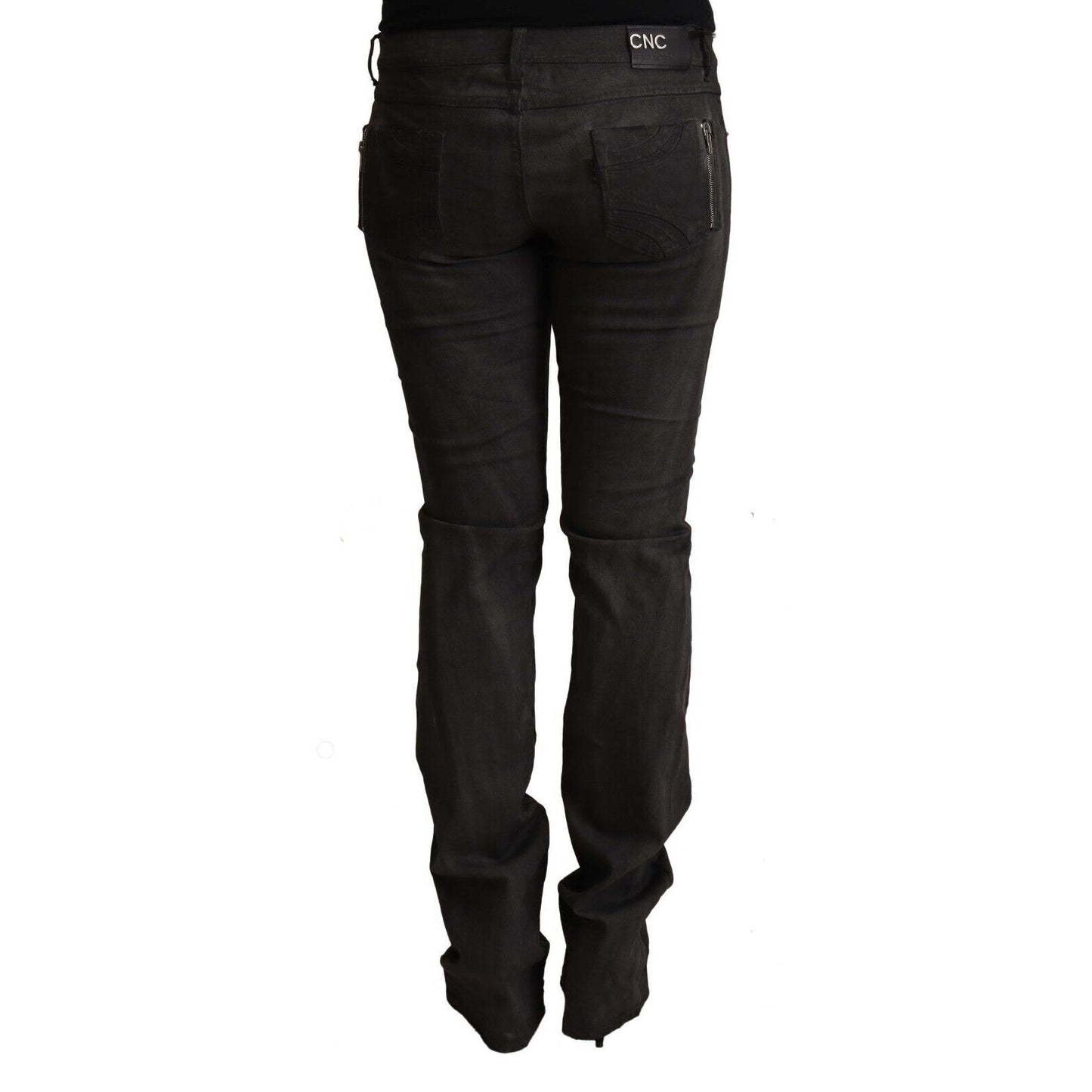 Costume National Black Cotton Mid Waist Skinny Pants