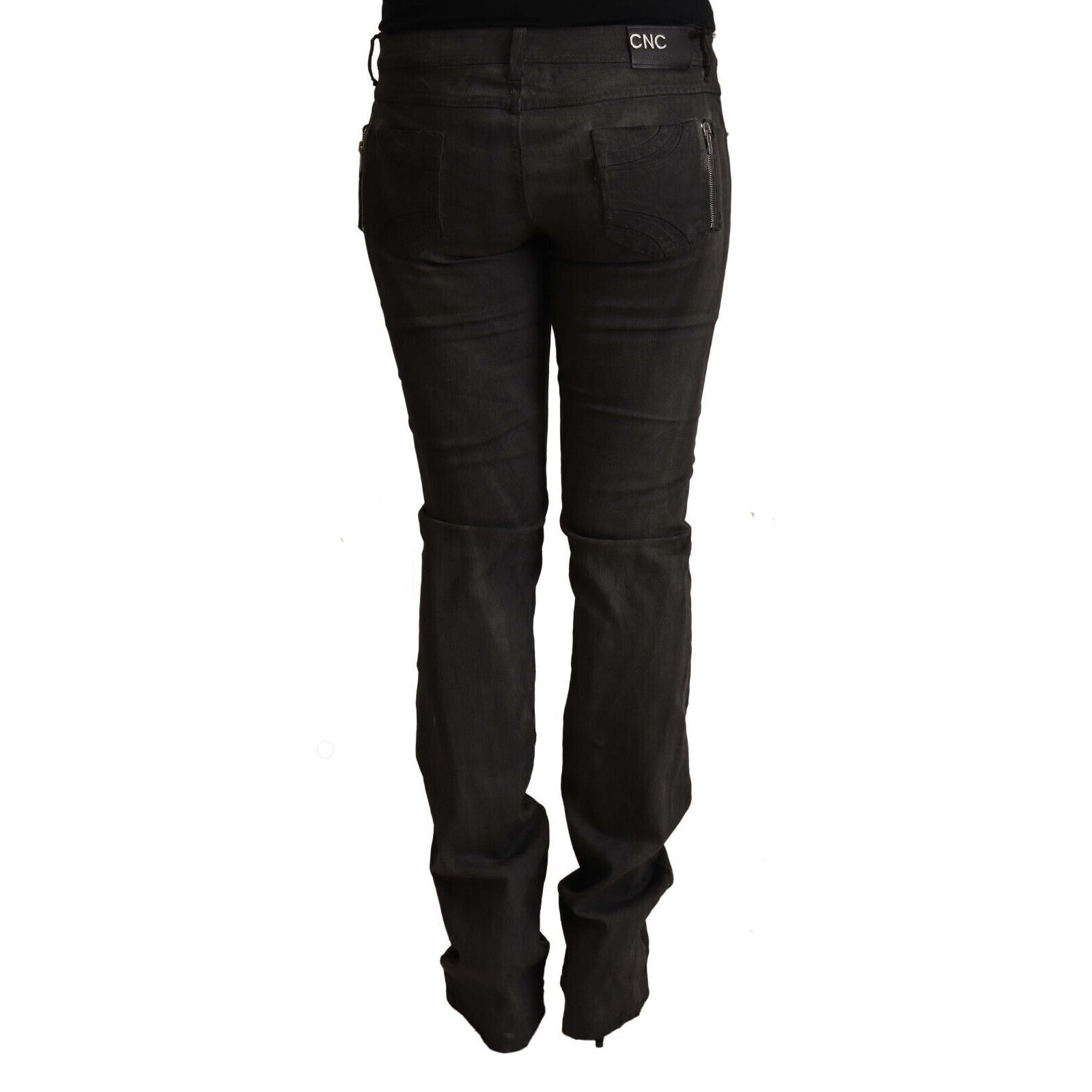 Costume National Black Cotton Mid Waist Skinny Pants