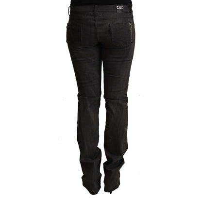 Costume National Black Cotton Mid Waist Skinny Pants