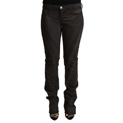 Costume National Black Cotton Mid Waist Skinny Pants