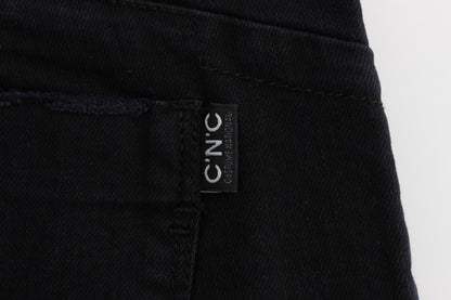 Costume National Black Cotton Slim Fit Cropped Jeans