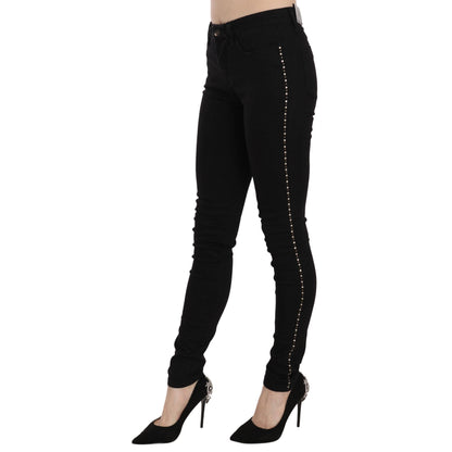 Costume National Black Embellished Mid Waist Skinny Denim Jeans