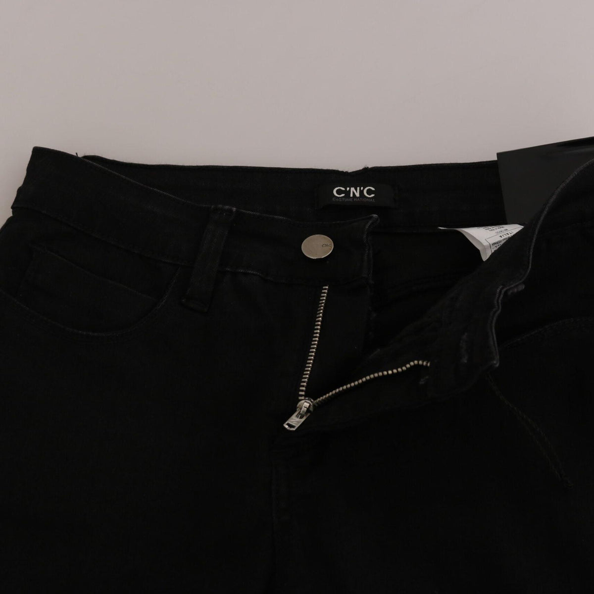 Costume National Black Embellished Mid Waist Skinny Denim Jeans