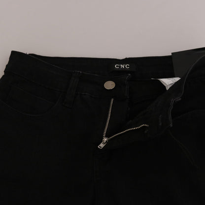 Costume National Black Embellished Mid Waist Skinny Denim Jeans