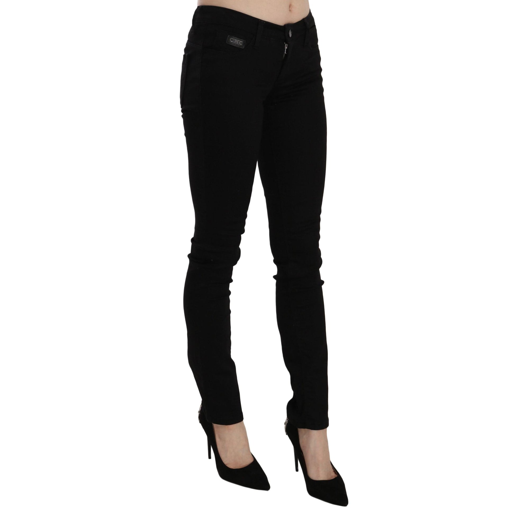 Costume National Black Sequined Mid Waist Slim Fit Denim Jeans
