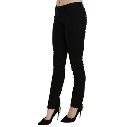 Costume National Black Sequined Mid Waist Slim Fit Denim Jeans