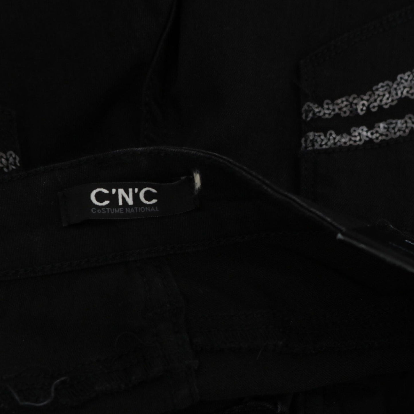 Costume National Black Sequined Mid Waist Slim Fit Denim Jeans