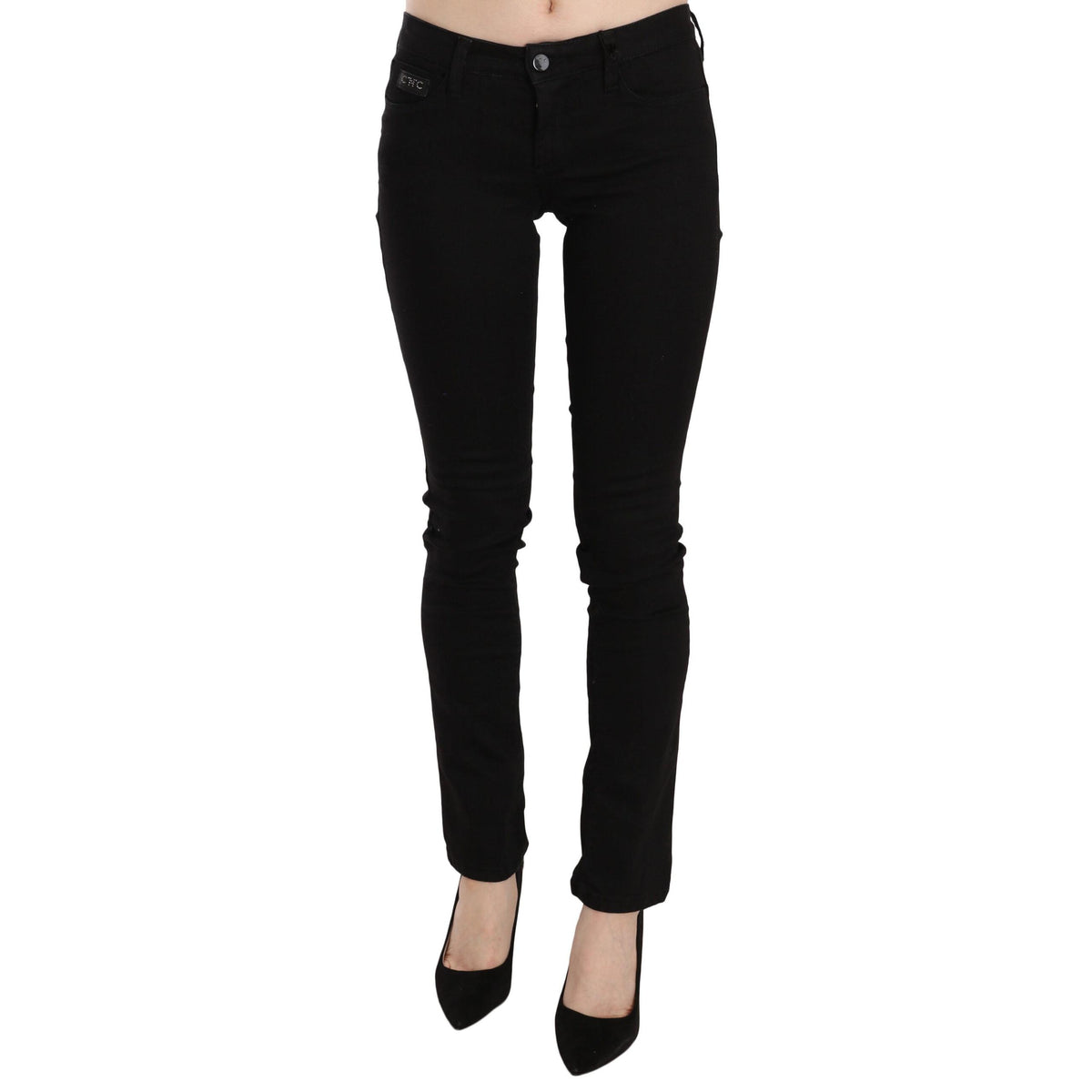 Costume National Black Sequined Mid Waist Slim Fit Denim Jeans