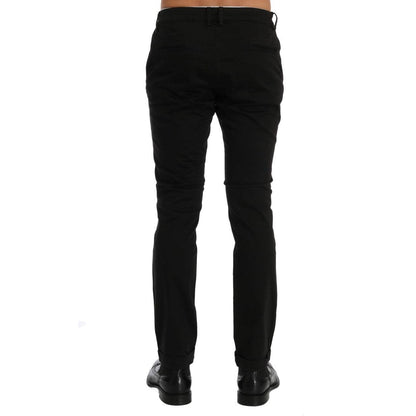 Costume National Black Slim Fit Cotton Stretch Pants