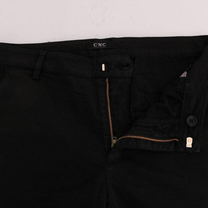 Costume National Black Slim Fit Cotton Stretch Pants