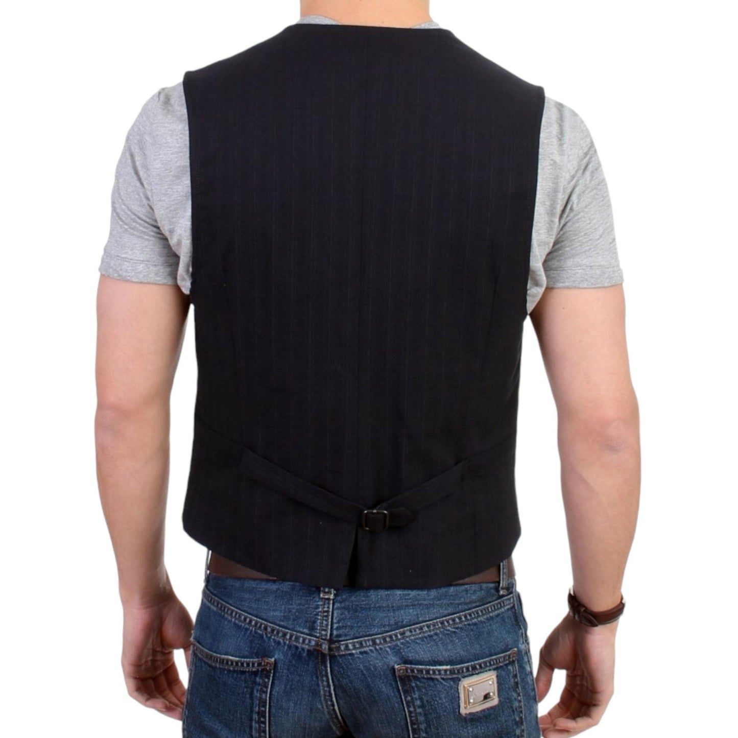 Costume National Black striped cotton casual vest