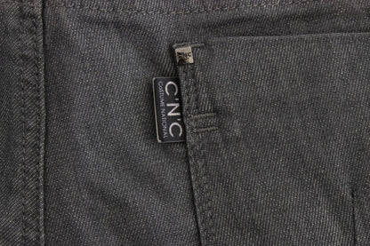 Costume National Gray Cotton Blend Slim Fit Jeans