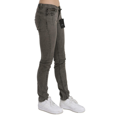 Costume National Gray Low Waist Skinny Denim Cotton Jeans