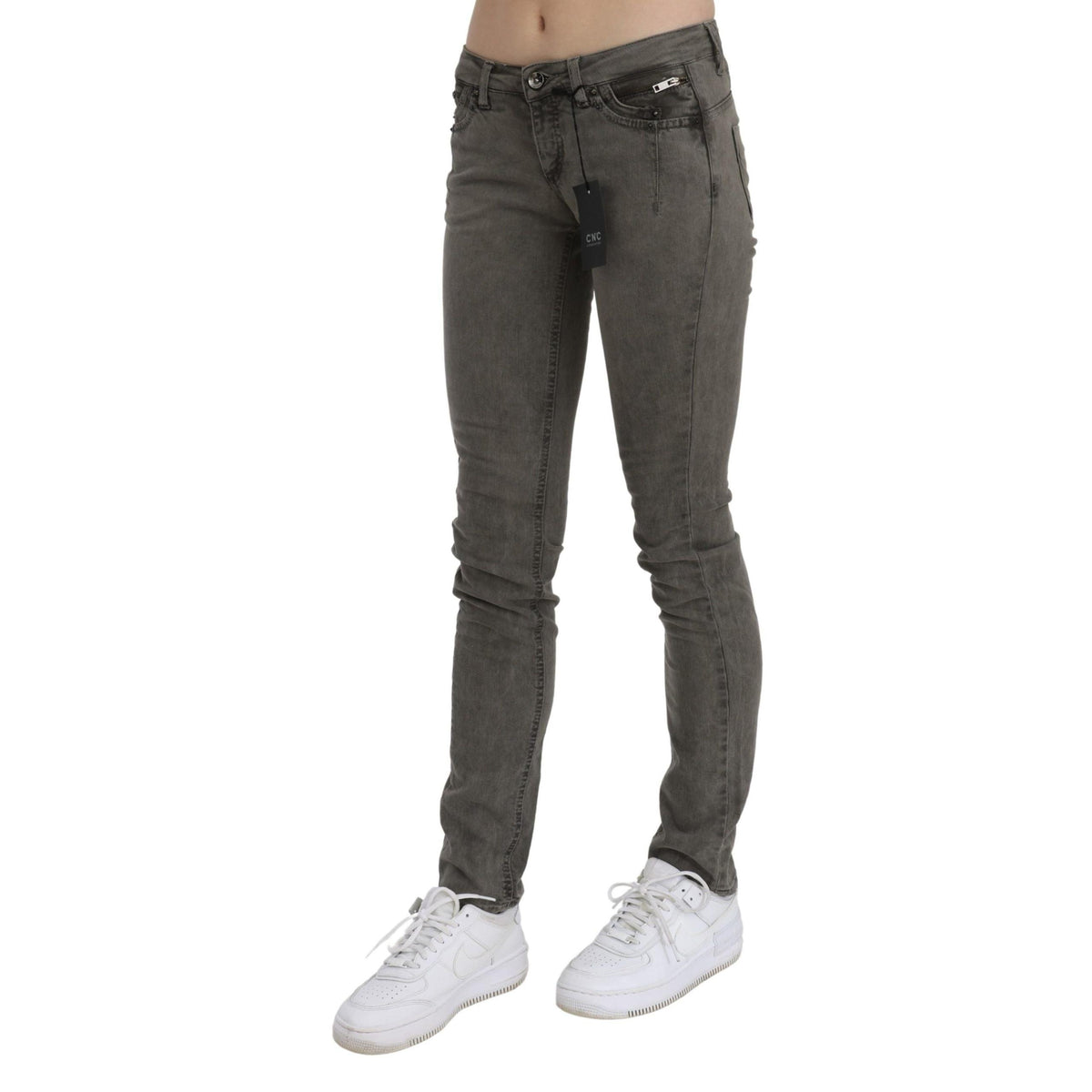 Costume National Gray Low Waist Skinny Denim Cotton Jeans