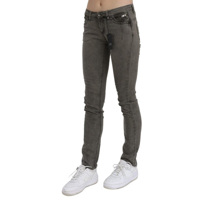 Costume National Gray Low Waist Skinny Denim Cotton Jeans