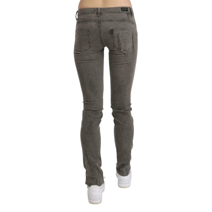 Costume National Gray Low Waist Skinny Denim Cotton Jeans