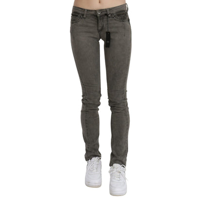 Costume National Gray Low Waist Skinny Denim Cotton Jeans