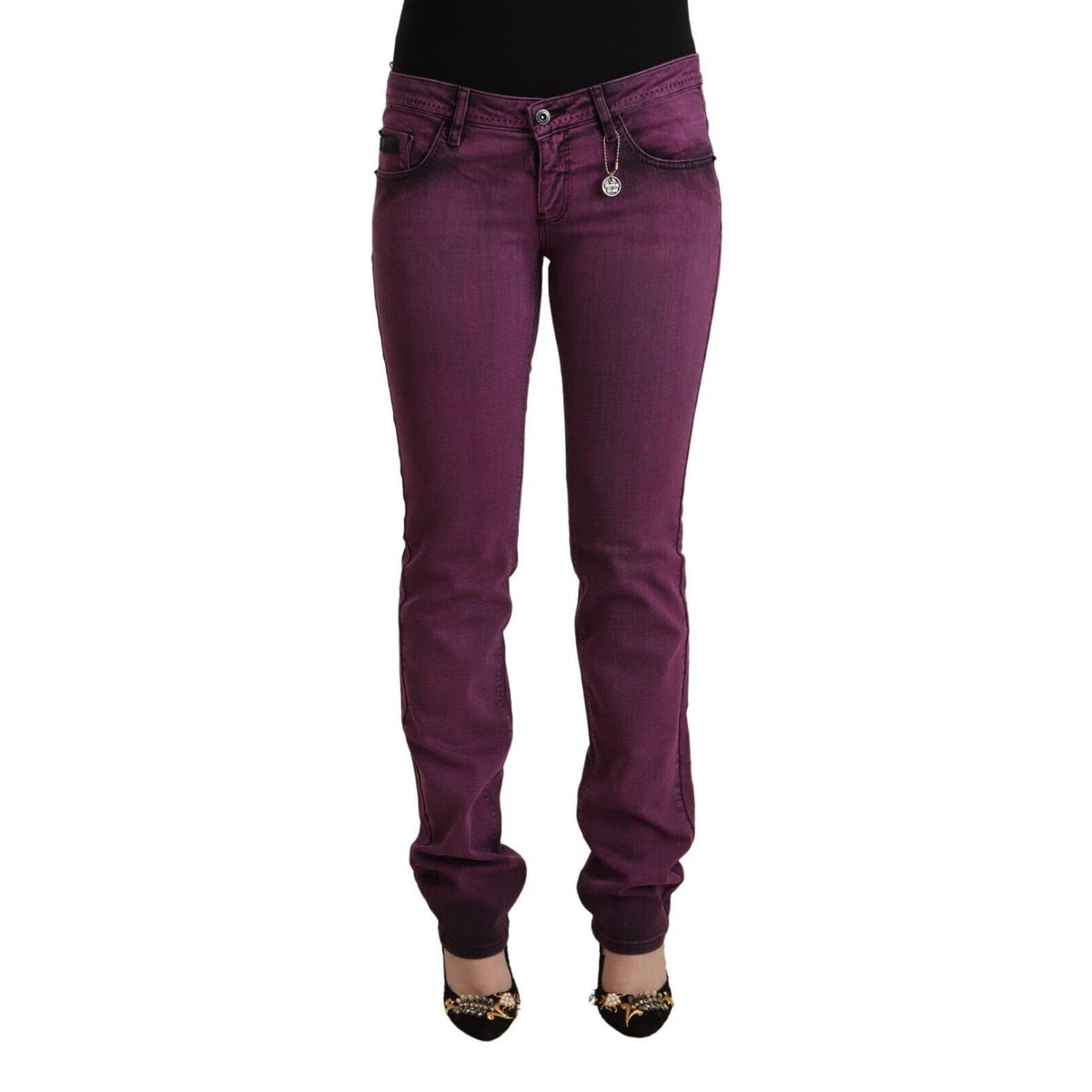 Costume National Purple Cotton Stretch Slim Fit Denim Jeans