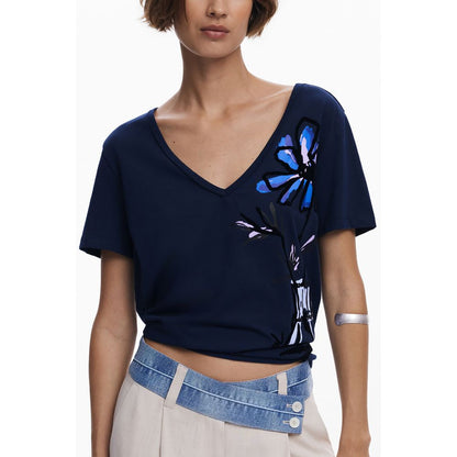 Desigual Blue Cotton Tops & T-Shirt